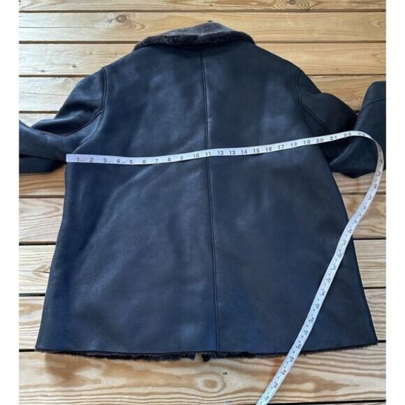 Autunno Men’s Leather Jacket Size Large Black Full Zip Sherpa Lined - Picture 9 of 10